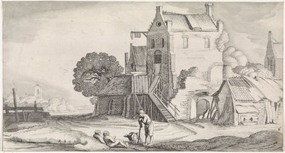 宿屋に集まる三人の姿 遊び心あふれる風景と愉快な顔（連載タイトル） 作： Jan van de Velde (II)