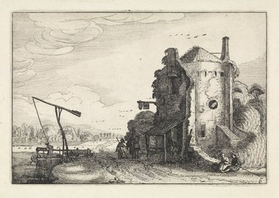 円塔の旅館の人物像 風景（シリーズタイトル） Amenissimae aliquot requculae (シリーズタイトル) 作： Jan van de Velde (II)