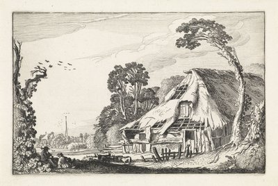 老朽化した納屋の人物 風景（シリーズタイトル） Amenissimae aliquot requculae (シリーズタイトル) 作： Jan van de Velde (II)