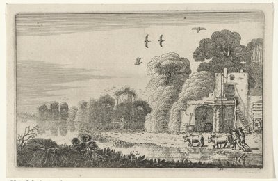 Figuren met koeien bij een ruïne 廃墟（シリーズタイトル） (シリーズタイトル) 作： Jan van de Velde (II)