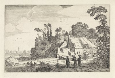 農場の近くの田舎道の数字 風景（シリーズタイトル） Amenissimae aliquot requculae (シリーズタイトル) 作： Jan van de Velde (II)