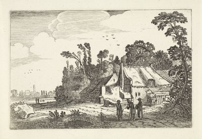 農場の近くの田舎道の数字 風景（シリーズタイトル） Amenissimae aliquot requculae (シリーズタイトル) 作： Jan van de Velde (II)