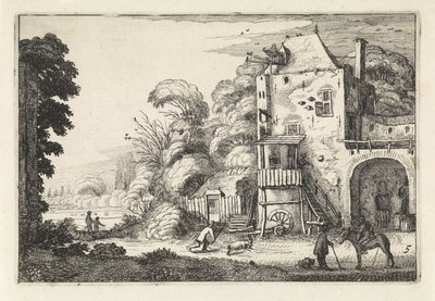 風景の中の宿 風景（シリーズタイトル） Amenissimae aliquot requculae (シリーズタイトル) 作： Jan van de Velde (II)