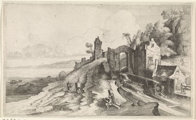 水車小屋のある海岸の風景 海景（シリーズタイトル） 作： Jan van de Velde (II)