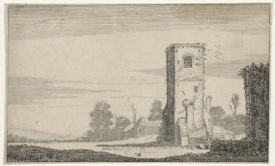 Ruïne van een toren in een 風景 廃墟（シリーズタイトル） (シリーズタイトル) 作： Jan van de Velde (II)