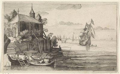 チャペルのある海岸でケッチ 海景（シリーズタイトル） 作： Jan van de Velde (II)