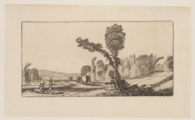 狩人と荷車のある風景（6つの風景より 作： Jan van de Velde II