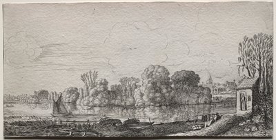 風景: 池のほとりの小さなチャペル 作： Jan van de Velde II