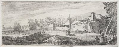 いくつかの心地よい風景と古代遺跡の遺跡: 荒れ果てた農場 作： Jan van de Velde II