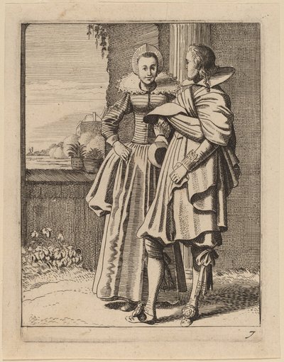 衣装を着た 2 人の人物 作： Jan van de Velde II