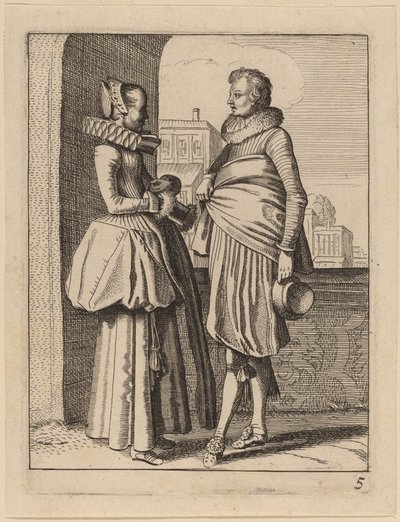 衣装を着た 2 人の人物 作： Jan van de Velde II