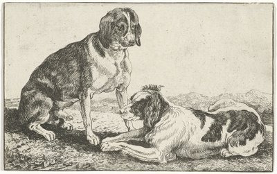 休んでいる 2 匹の犬 動物（シリーズタイトル） ズーグラフィアム（シリーズタイトル） 作： Jan van den Hecke