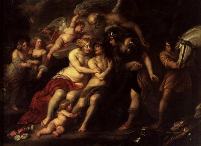 悪徳と美徳の間のヘラクレス 作： Jan van den Hoecke