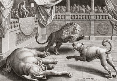 アレクサンドル大王の動物の戦い、16世紀 作： Jan van der 1523 1605 after Straet