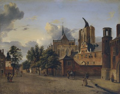 未完成の大聖堂を中心にしたケルンの通り 作： Jan van der Heyden