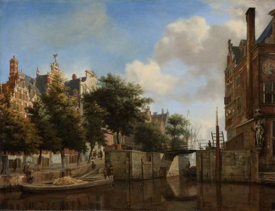アムステルダムシティビュー、ヘーレングラハトと古いハールレンメルスルイスの住宅、1670年頃 作： Jan van der Heyden