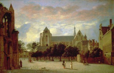 ヴィーアのグローテ・ケルクの南側からの眺め（油彩・パネル 作： Jan van der Heyden