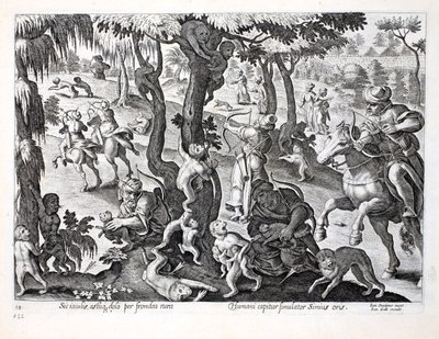 Jan Collaert（1566-1628）によって刻まれた &39;Venationes、Ferarum、Avium、Piscium&39;（Of Hunting：Wild Beasts、Birds、Fish）からのイラスト。 Phillipus Gallaeus、Am 作： Jan van der Straet