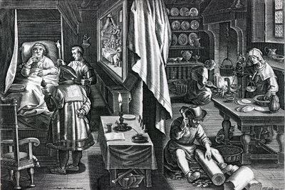 Hyacフィリップスゴールによって刻ま新reperta」から組合プレート6の悩みの種、c.1580-1605（彫刻） 作： Jan van der Straet