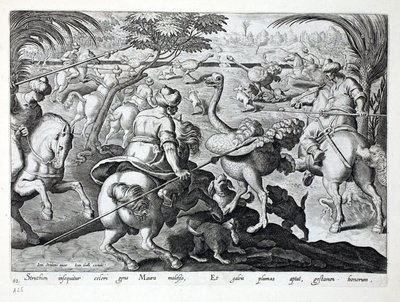 Jan Collaert（1566-1628）によって刻まれた &39;Venationes、Ferarum、Avium、Piscium&39;（Of Hunting：Wild Beasts、Birds、Fish）からのイラスト。フィリップス 作： Jan van der Straet