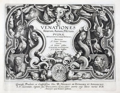 野獣、鳥、魚のインデックス（狩猟野獣、鳥、魚の）、Jan Collaert（1566-1628）、パブによって刻まれました。 Philip Gallaeusアムステルダム 作： Jan van der Straet