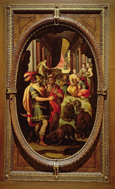 ユリシーズ、マーキュリーアンドサース、1570（スレートに油彩） 作： Jan van der Straet
