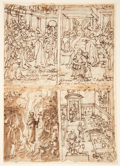 サン・ジョヴァンニ・グアルベルトの生涯からの8つのシーン（右と後ろ） 作： Jan van der Straet, called Stradanus