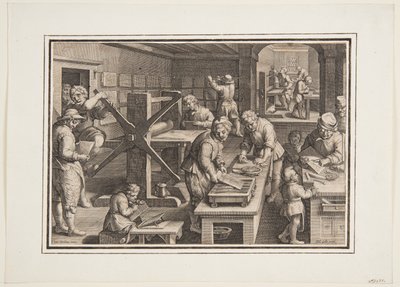 金属への彫刻; 船上の彫刻家 作： Jan van der Straet, called Stradanus