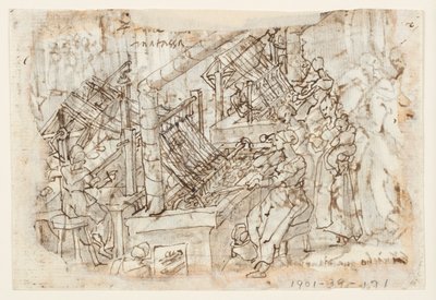 養蚕、繭をほぐす 作： Jan van der Straet, called Stradanus