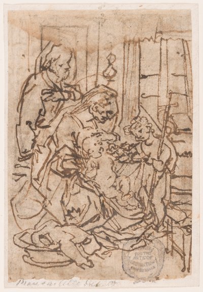 聖家族と洗礼者聖ヨハネ 作： Jan van der Straet, called Stradanus