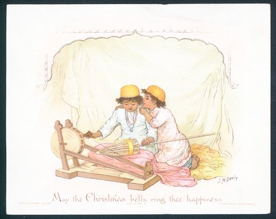 2つの若い男の子（クロモリト）とビクトリア朝のクリスマスカード 作： ジェーン・M・ディリー