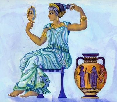 古代ギリシャの女性、2002年（インクとガッシュ） 作： Jane Tattersfield