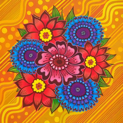 黄色の花、2022年、（キャンバスに油彩） 作： Jane Tattersfield