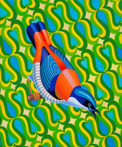 ヒマラヤキューティア鳥、2023年（キャンバスに油彩） 作： Jane Tattersfield