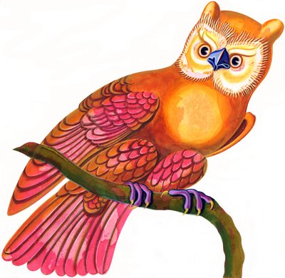 フクロウ、1997年（インクとガッシュ） 作： Jane Tattersfield
