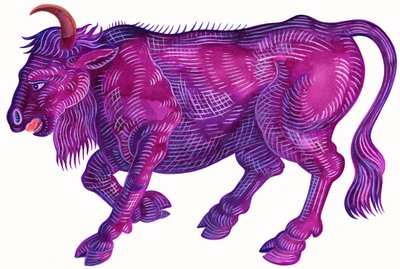 Raging Bull Taurus、1996、（インクとガッシュ） 作： Jane Tattersfield