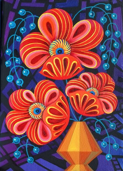 ベリーと赤い花、2016年 作： Jane Tattersfield