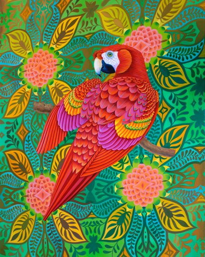 赤いオウム、2021 作： Jane Tattersfield