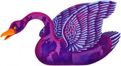 白鳥、1996、（インクとガッシュ） 作： Jane Tattersfield