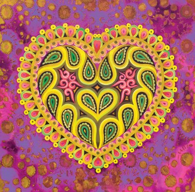 ピンクのバレンタインフォークハート、2016年 作： Jane Tattersfield
