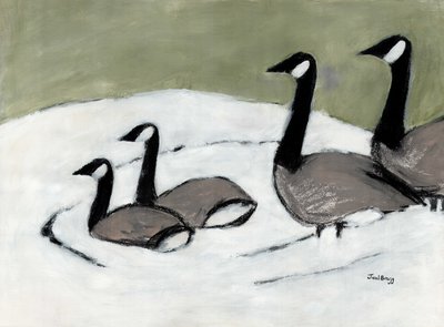 デイヴィッドの池のカナダガン、2019年頃（紙に木炭、水彩、ジェッソ） 作： Janel Bragg