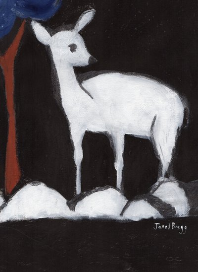 ワシントンパークの鹿 II, c.2017 （木炭、ジェッソ、カゼイン、紙） 作： Janel Bragg