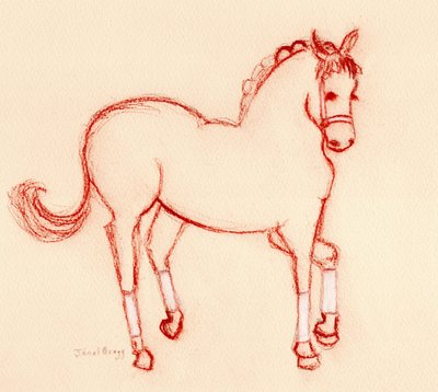 パレードで踊る馬、2024年頃（紙に鉛筆） 作： Janel Bragg