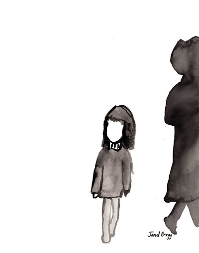 Monday Girl, c.2017 （紙にインク） 作： Janel Bragg