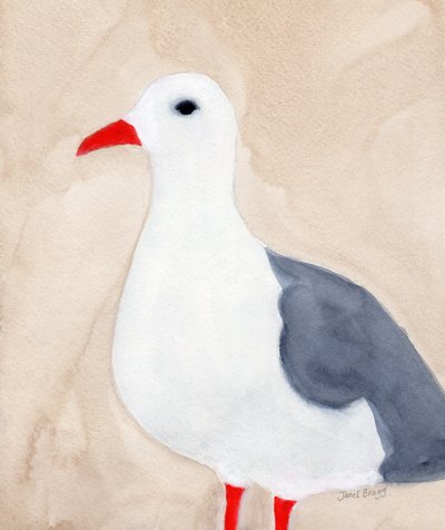 Seagull from Anacortes II, c.2018 (紙に水彩と鉛筆) 作： Janel Bragg