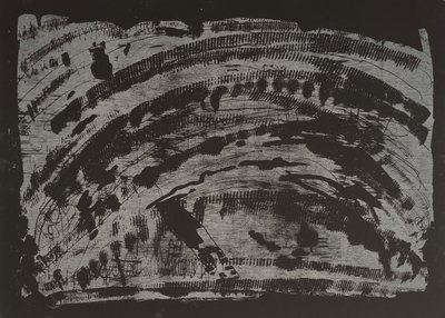 毒された地球II、2013年（チェーンソーの木版画） 作： Janet McKenzie