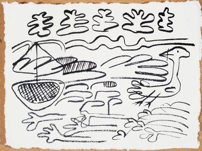セーリング」2015年（紙にインク 作： Janet McKenzie