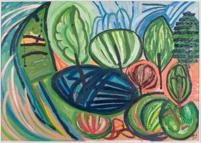 ウォミストンウッド、夏、2007年（油彩・キャンバス 作： Janet McKenzie