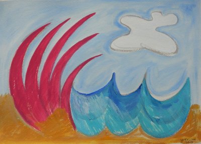 ワームストンの海、2013年（紙にガッシュと水彩画 作： Janet McKenzie