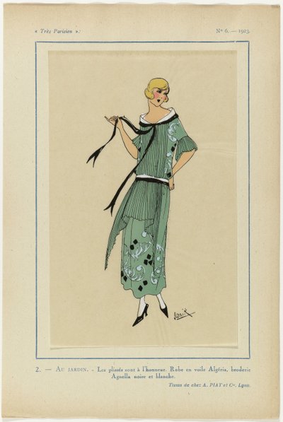 非常にパリジャン、1923年、No 6: 2.- IN THE GARDEN. / プリーツが脚光を浴びている... 作： Janik